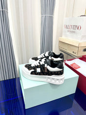 One Stud Xl Low-Top Sneaker Brown Black White Nappa Leather And Toile Iconographe Fabric