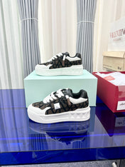 One Stud Xl Low-Top Sneaker Brown Black White Nappa Leather And Toile Iconographe Fabric