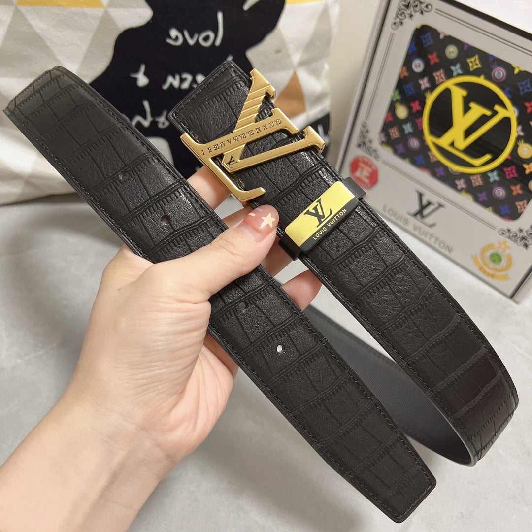 LV 25S BELT 38 MM IN BLACK CALFSKIN 593268