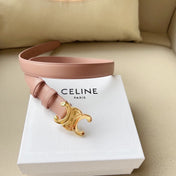 CL MEDIUM 25 MM TRIOMPHE BELT IN PEACHY PINK LEATHER GOLD HARDWARE