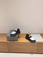 BALENCIAGA 25S LOAFERS IN BLACK MIX WHITE CALFSKIN