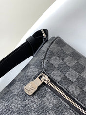 LV 25S SMALL DISTRICT CROSSBODY BAG 31 IN BLACK DAMIER GRAPHITE CANVAS AND CALFSKIN