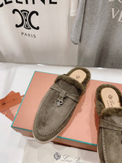 LP CHARMS WALK BABOUCHE LOAFERS ASH BROWN FLEECE