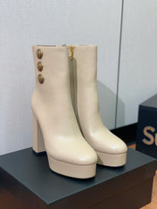 BALMAIN 26S ANKLE BOOTS 100 MM IN BEIGE CALFSKIN