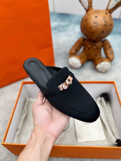 OZ Mule Black Silk Thick Cloth/Sheepskin