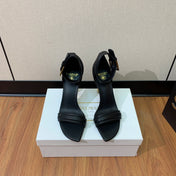 BALMAIN 26S METAL-HEEL SANDALS 105 MM IN BLACK CALFSKIN