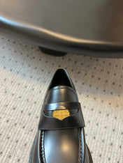 MIUMIU 26S LOAFERS IN BLACK BRUSHED CALFSKIN