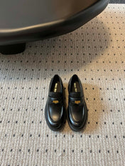 MIUMIU 26S LOAFERS IN BLACK BRUSHED CALFSKIN