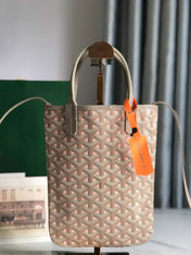 POITIERS CLAIRE-VOIE BAG 24 IN GREY MIX PINK GOYARDINE CANVAS AND CALFSKIN