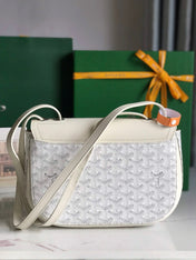 233 BAG 25 IN WHITE CALFKIN AND GOYARDINE CANVAS