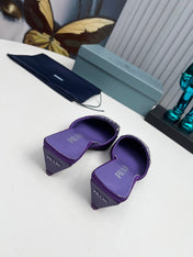 PRADA 26S MULE 40MM IN PURPLE SATIN CRYSTAL EMBELLISHED