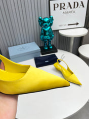 PRADA 26S POINTED TOE SLINGBACK 40MM IN YELLOW SATIN