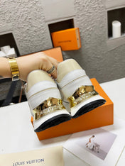 LV WOMEN SNEAKER IN WHITE MIX BEIGE CREAM CALFSKIN