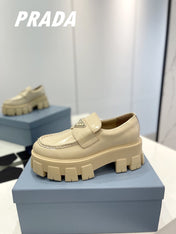 PRA BRUSHED LEATHER MONOLITH LOAFERS BEIGE