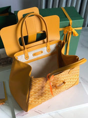 SAIGON SOUPLE BAG 34 IN YELLOW GOYARDINE CANVAS AND CALFSKIN