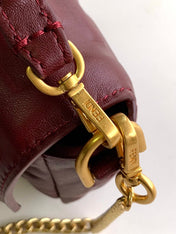Mini Baguette Bag 20 With FF Motif Burgundy Leather Ghw
