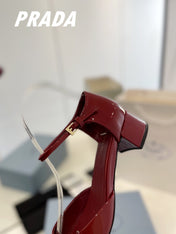 Pra Slingback 40 Square Sole Wine Patent Leather