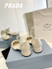Pra Slingback 40 Square Sole White Patent Leather