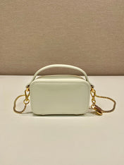 MINI HAND BAG 11 WITH GOLD STRAP IN WHITE PATENT CALFSKIN