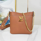 LOCK AND WALK 20 IN COGNAC GRAINED CALFSKIN GOLD HARDWARE