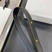 TRIOMPHE BELT 25MM IN BLACK CALFSKIN OVAL BUCKLE AND ENGRAVED LOGO