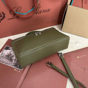 EXTRA POCKET L19 IN OLIVE GREEN CALFSKIN WITH SILVER HARDWARE