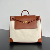 LARGE ANDIAMO BACKPACK 48 IN LIGHT WOOF CALFSKIN AND CANVAS