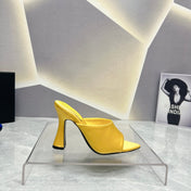SL GOLDIE MULES LEMON SATIN