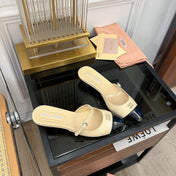 Cap Toe Mules Bright Cream Color Sheepskin