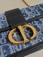 21 MONGTAIGNE EAST-WET WITH CHAIN BLUE DENIM OBLIQUE JACQUARD