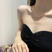 CD 26S CD LOGO PEARL & CRYSTAL BEADED CHAIN NECKLACE IN GOLD METAL 633243