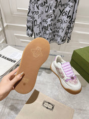 GG SCREENER 50 SNEAKER WHITE AND PURPLE CALFSKIN