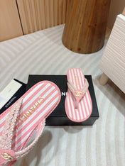 CC WOVEN FLIP FLOP WHITE MIX PINK SHEEPSKIN