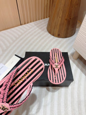 CC WOVEN FLIP FLOP BLACK MIX PINK SHEEPSKIN