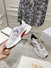 DIOR 25S CHRONO STAR FLATFORM SNEAKERS 45MM IN MESH WITH WHITE CALFSKIN