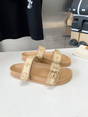 LV WOMEN SUNSET DAD SANDAL IN BEIGE MONOGRAM FABRIC MULE