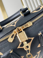 SPEEDY BANDOULIÈRE 20 IN BLACK CREAM MONOGRAM EMPREINTE LEATHER GOLD HARDWARE