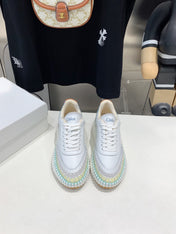 NAMA SNEAKER 5 CM IN WHITE MIX GREEN CALFSKIN