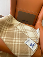 CHECK WOOL 182 CM SCARF CAMEL BROWN 405051