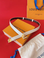LV GO-14 20MM BELT IN WHITE CALFSKIN GOLD HARDWARE