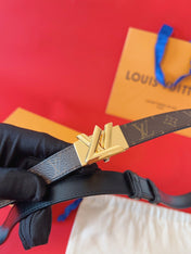 LV GO-14 20MM BELT IN BROWN MONOGRAM CALFSKIN GOLD HARDWARE