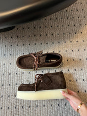 MIUMIU 26S CHUKKA BOOTS IN DARK BROWN SUEDE