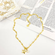 CD 26S STAR CHAIN PEARL PENDANT NECKLACE IN GOLD TONE METAL 631051