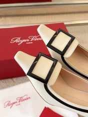 VIV’ CANARD PUMPS IN OFF WHITE SHINY CALFSKIN