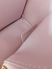 MEDIUM FLAP BAG 22 IN BABY PINK QUILTED ALLOVER CALFSKIN