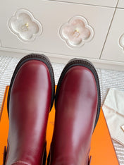 JAIME ANKLE BOOT IN BURGUNDY RED CALFSKIN
