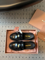 MIUMIU 26S LOAFERS 60MM IN BLACK SHINY CALFSKIN