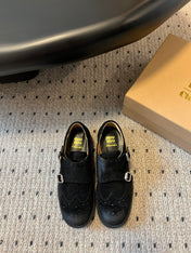 MIUMIU 26S LACE-UP BROGUE LOAFERS IN BLACK SUEDE