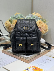 MEDIUM CARO BACKPACK 27 IN BLACK MACROCANNAGE LAMBSKIN