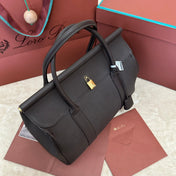 LOOM BAG 32 IN CAFFE BROWN SMOOTH CALFSKIN WITH GOLD HARDWARE